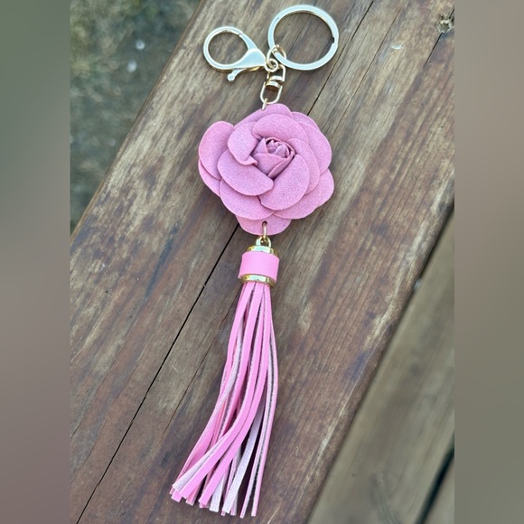 Fashion Accessories Accessories - NEW Blush Pink Flower Keychain/Bag Charm with Tassel